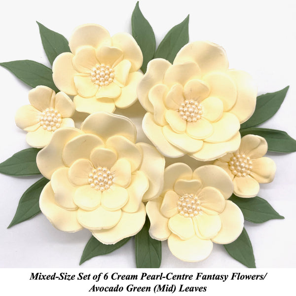 Cream Pearl-Centre Fantasy Flowers for your Cake!