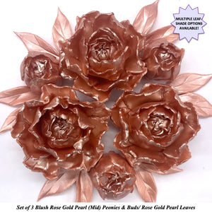 Rose Gold Peony, Peony Buds & Leaves for your Cake Topper!