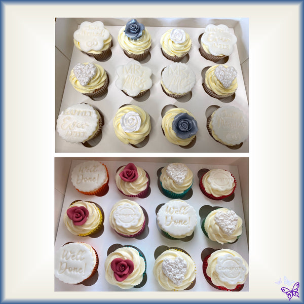 Wedding Cupcake White Pearl Emboosed Hearts!