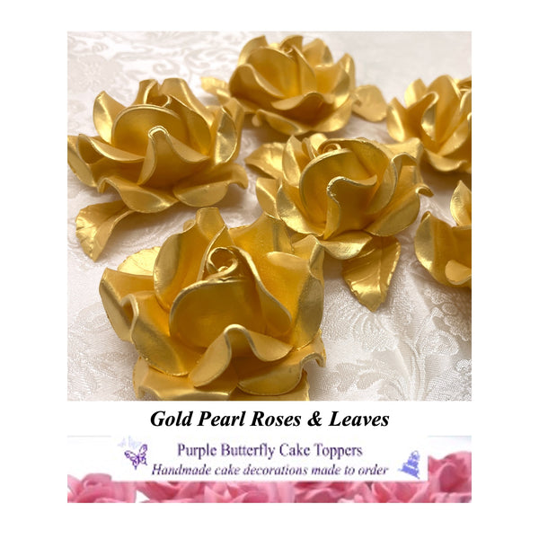 Gold Pearl Roses & Leaves!