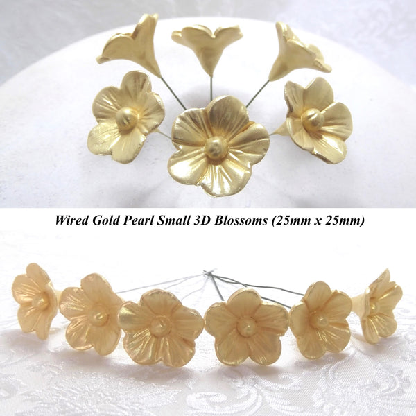 Wired Gold Pearl Blossoms add that touch of glamour to your cakes!