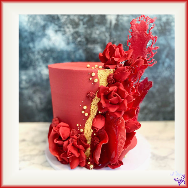 Bright Red & Gold Designer Cake!