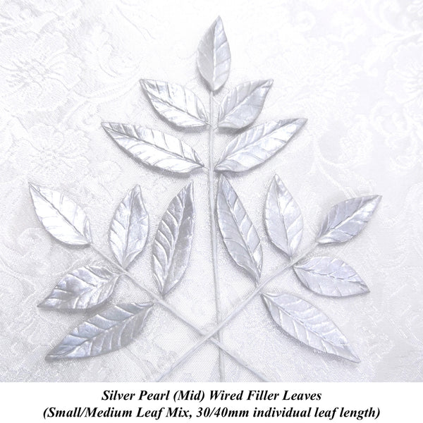Silver Pearl Wired Filler Leaves for your cakes!