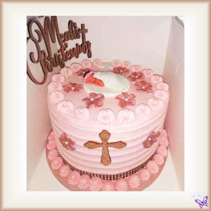 Rose Gold Blossom Christening Cake!