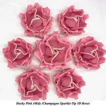 Champagne Sparkle-Tip Dusky Pink Sugar Roses 3SIZES NON WIRED