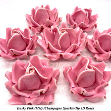 Champagne Sparkle-Tip Dusky Pink Sugar Roses 3SIZES NON WIRED