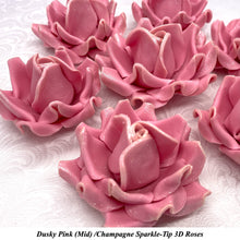 Champagne Sparkle-Tip Dusky Pink Sugar Roses 3SIZES NON WIRED