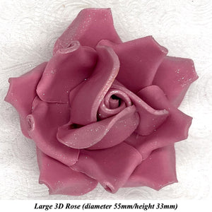 Dark Silver Sparkle-Tip Dusky Mauve Sugar Roses 3SIZES NON WIRED