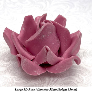 Dark Silver Sparkle-Tip Dusky Mauve Sugar Roses 3SIZES NON WIRED