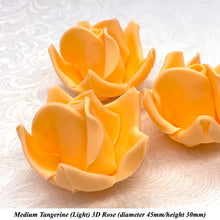 Tangerine Orange 3D Sugar Non-Wired Roses  3 SHADES 4 SIZES