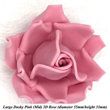 Dusky PInk 3D Sugar Non-Wired Roses  3 SHADES 4 SIZES