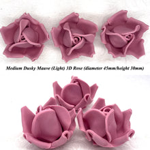 Dusky Mauve 3D Sugar Non-Wired Roses  3 SHADES 4 SIZES