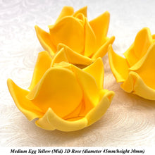 Bright Egg Yellow Orange 3D Sugar Non-Wired Roses  3 SHADES 4 SIZES
