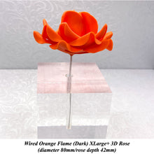 Orange Coral Peach Orange Flame Paprika Wired XLarge+ (Super) 3D Sugar Roses Larger Petal 80 mm