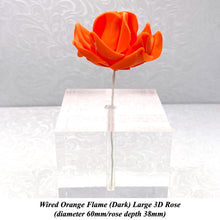 Coral Peach Blood Orange Wired Large 3D Sugar Roses Standard Petal 60 mm