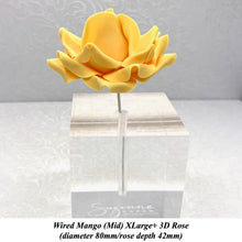 Orange Egg Yellow Wired XLarge+ (Super) 3D Sugar Roses Larger Petal 80 mm