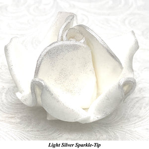 White Sparkle-Tip White 3D Non-Wired Large Sugar Peonies