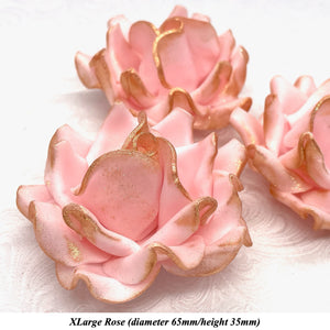 Rose Gold Sparkle-Tip Pink Sugar Roses 3SIZES NON WIRED White/Pink Sparkle Tip Options