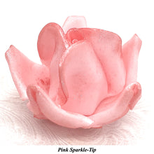 White Sparkle-Tip Pink 3D Non-Wired Large Sugar Peonies