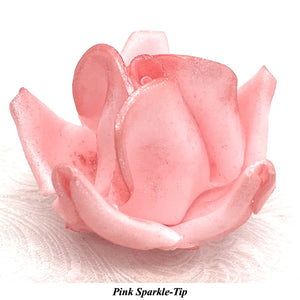 White Sparkle-Tip Pink 3D Non-Wired Large Sugar Peonies