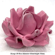 Dark Silver Sparkle-Tip Dusky Mauve Sugar Roses 3SIZES NON WIRED