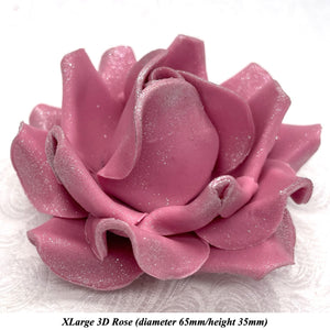 Dark Silver Sparkle-Tip Dusky Mauve Sugar Roses 3SIZES NON WIRED