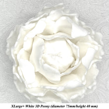 XLarge White 3D Peonies Non-Wired Large Petal 75mm diameter