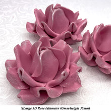 Dark Silver Sparkle-Tip Dusky Mauve Sugar Roses 3SIZES NON WIRED