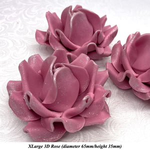 Dark Silver Sparkle-Tip Dusky Mauve Sugar Roses 3SIZES NON WIRED