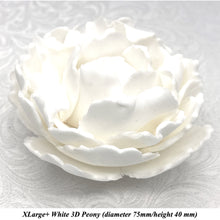 XLarge White 3D Peonies Non-Wired Large Petal 75mm diameter