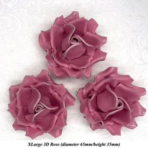 Dark Silver Sparkle-Tip Dusky Mauve Sugar Roses 3SIZES NON WIRED