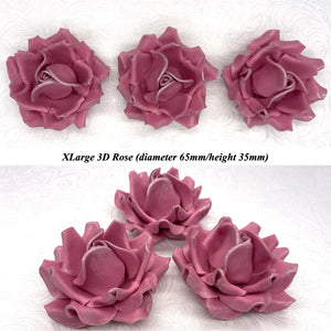 Dark Silver Sparkle-Tip Dusky Mauve Sugar Roses 3SIZES NON WIRED
