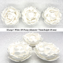 XLarge White 3D Peonies Non-Wired Large Petal 75mm diameter