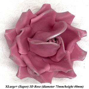 Dark Silver Sparkle-Tip Dusky Mauve Sugar Roses 3SIZES NON WIRED