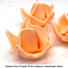Peach Orange 3D Sugar Non-Wired Roses  3 SHADES 4 SIZES