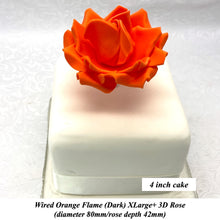 Orange Coral Peach Orange Flame Paprika Wired XLarge+ (Super) 3D Sugar Roses Larger Petal 80 mm