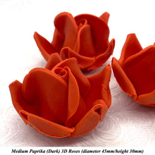 Burnt Orange Paprika 3D Sugar Non-Wired Roses  3 SHADES 4 SIZES