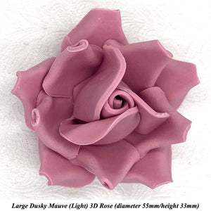 Dusky Mauve 3D Sugar Non-Wired Roses  3 SHADES 4 SIZES