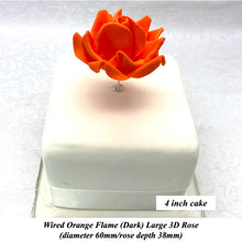 Coral Peach Blood Orange Wired Large 3D Sugar Roses Standard Petal 60 mm
