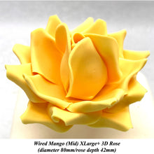 Orange Egg Yellow Wired XLarge+ (Super) 3D Sugar Roses Larger Petal 80 mm
