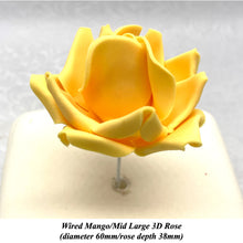 Orange Egg Yellow Wired Large 3D Sugar Roses Standard Petal 60 mm