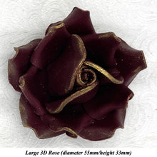 Gold Sparkle-Tip Wine Deep Dusky Mauve Sugar Roses 3SIZES NON WIRED