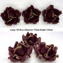 Gold Sparkle-Tip Wine Deep Dusky Mauve Sugar Roses 3SIZES NON WIRED