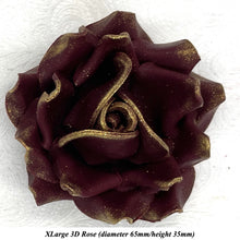 Gold Sparkle-Tip Wine Deep Dusky Mauve Sugar Roses 3SIZES NON WIRED