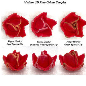 Wired White Sparkle-Tip Red Roses Sugar Roses Large & XLarge+ Sizes