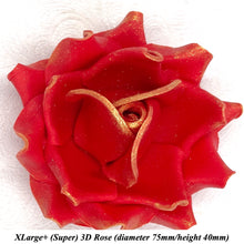 Gold Sparkle-Tip Poppy Red Sugar Roses 3SIZES NON WIRED