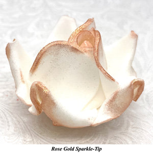 White Sparkle-Tip White 3D Non-Wired Large Sugar Peonies