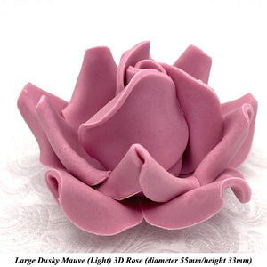Dusky Mauve 3D Sugar Non-Wired Roses  3 SHADES 4 SIZES