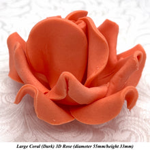 Coral Orange 3D Sugar Non-Wired Roses  3 SHADES 4 SIZES
