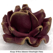 Gold Sparkle-Tip Wine Deep Dusky Mauve Sugar Roses 3SIZES NON WIRED